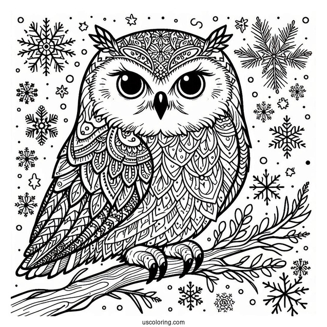 Detailed Snowy Owl To Color