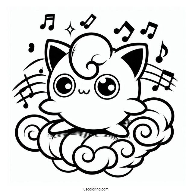 Jigglypuff With Music Notes To Color