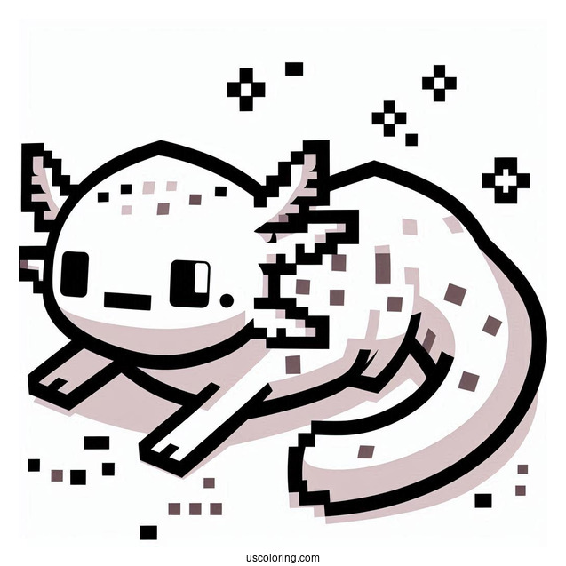 Minecraft Axolotl Coloring Page For Preschoolers
