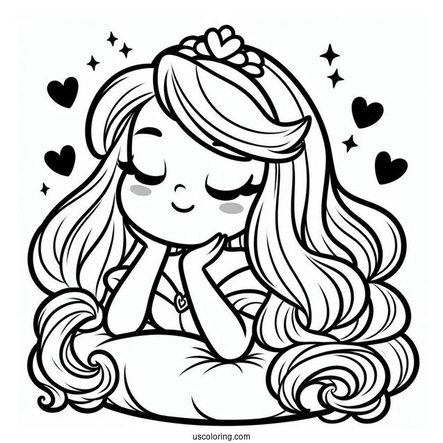Young Sleeping Beauty Aurora Coloring Sheet For Kids