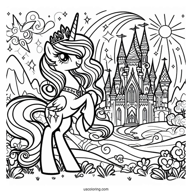 Simple Outline Of Princess Celestia and Castle
