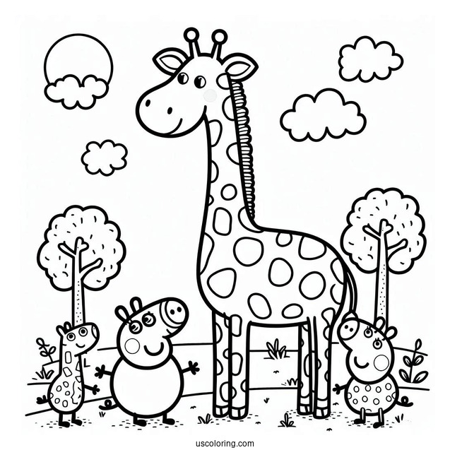 Gerald Giraffe With Family And Peppa