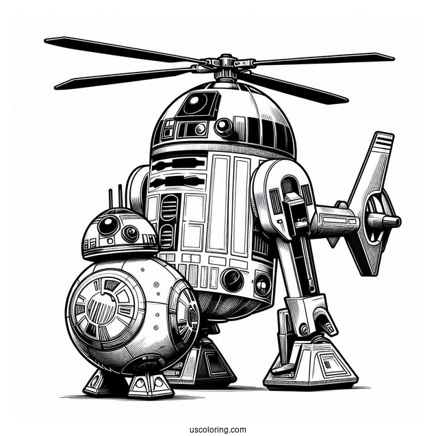Chopper, BB8, And R2-D2 Coloring Page