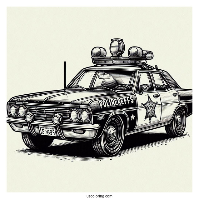 Old School Police Sheriffs Car To Color