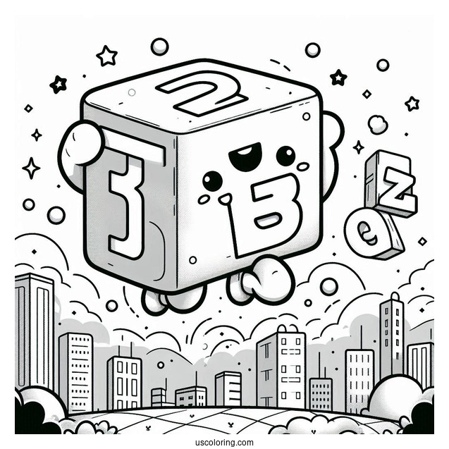 Numberblocks Coloring Page 2 Jumping