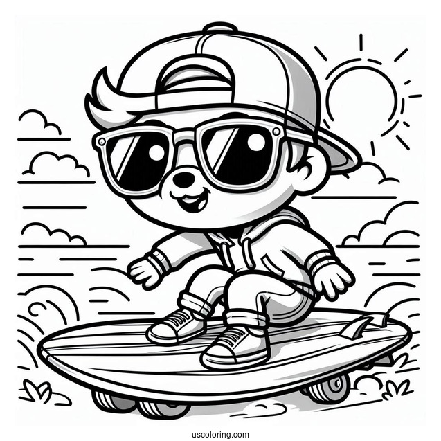 Subway Surfers Coloring Page Jake In Sunglasses For Kids