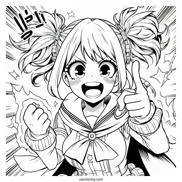 My Hero Academia Coloring Page Of Himiko Toga In Battle