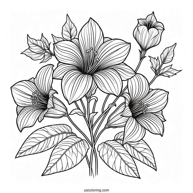 Flower Coloring Pages Of Shoeblackplant In Full Bloom