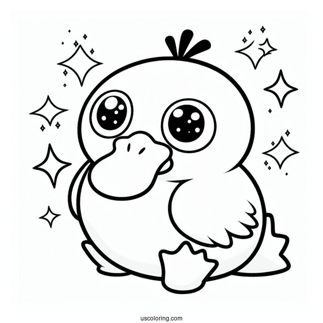 Starry Eyed Psyduck Coloring Page For Kids