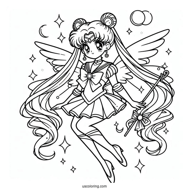 Sailor Moon With Wings And Magic Wand
