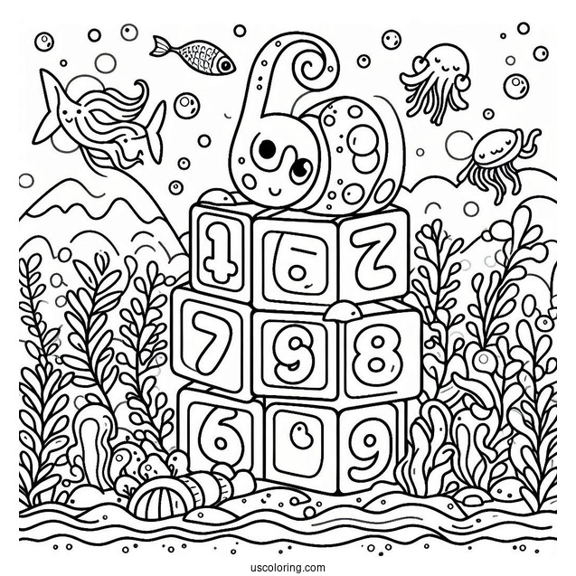 Numberblocks Coloring Page 8 Under The Sea