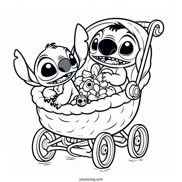 Baby Pleakley And Jumba Jookiba In Prams To Color