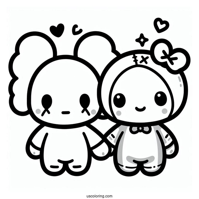 Kawaii Chibi KAWS Coloring Page Companion For Preschoolers