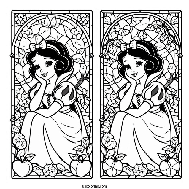 Beautiful Snow White Coloring Pages Stained Glass