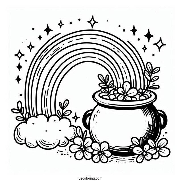 Simple Pot Of Gold At End Of The Rainbow For Kids