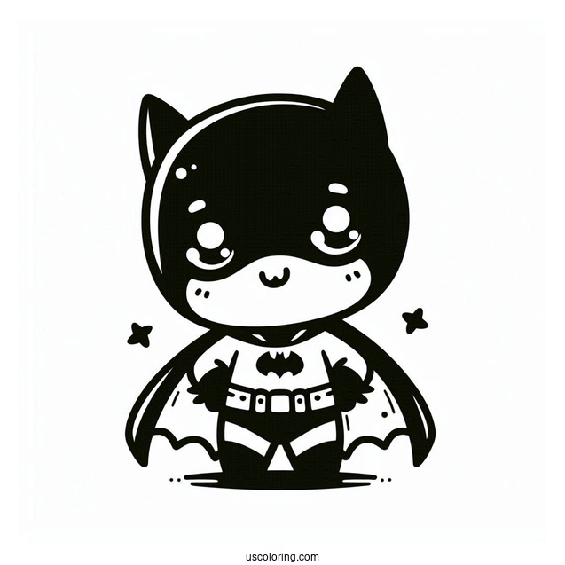 Cute Baby Batman With Cape Coloring For Kids