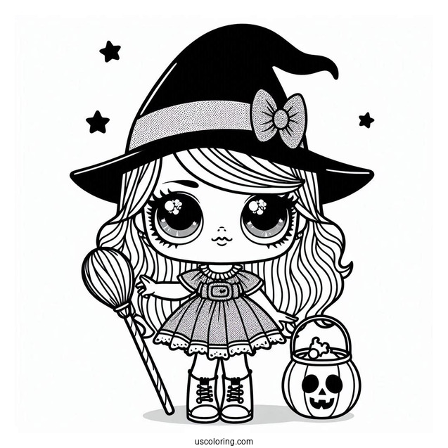 LOL Surprise Doll Dressed As a Witch To Color