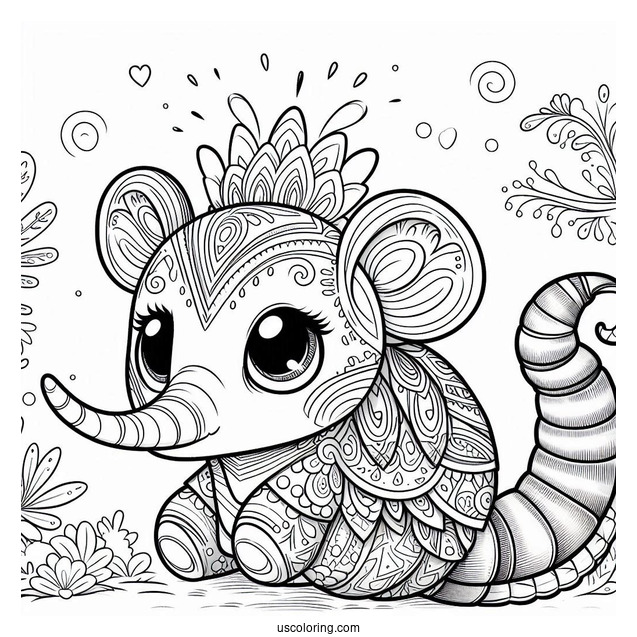 Raya And The Last Dragon Coloring Page Of Kawaii Tuk Tuk The Armadillo For Kids
