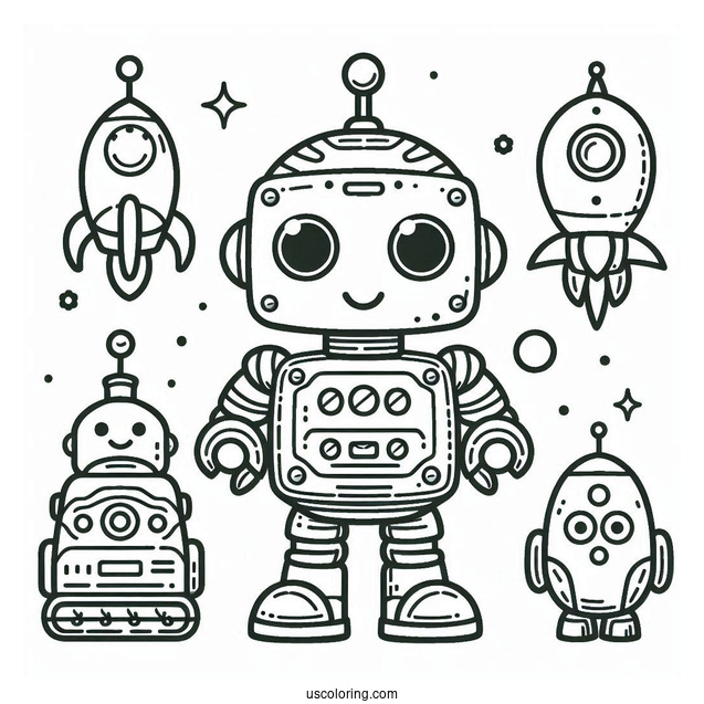Cute Toy Robot Coloring Page For Preschoolers