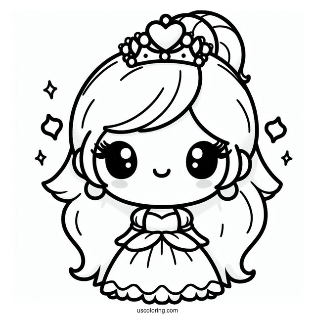 Kawaii Little Princess Coloring Page For Preschoolers