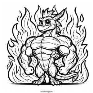 Muscular Sypro Coloring Page Standing In Front Of Flames