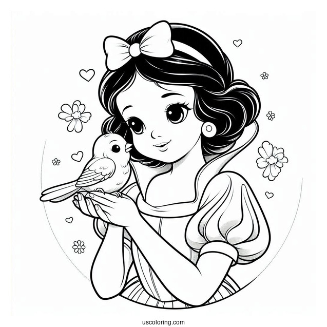 Snow White Holding a Baby Bird