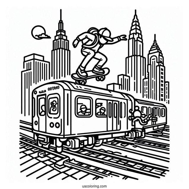 Subway Surfers Coloring Page Tricky On Top Of A Train