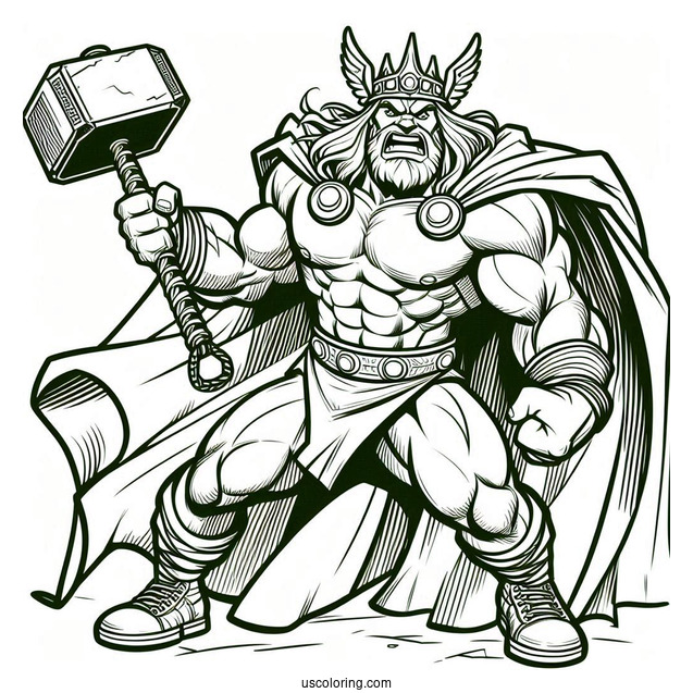 Hulk Coloring Page Attacking Thor For Kids