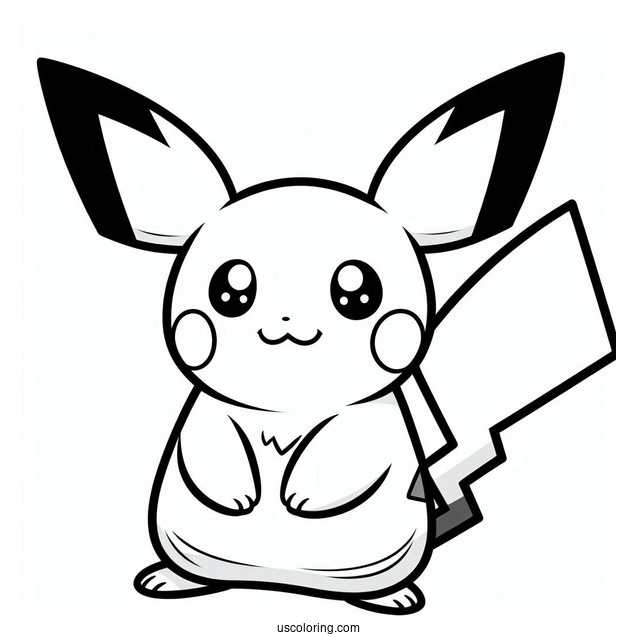 Simple Outline Of Pichu Coloring In For Preschoolers