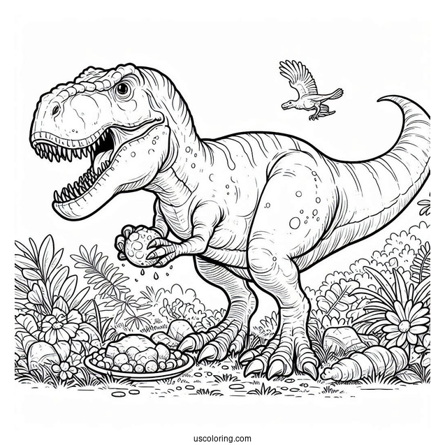 Young T-Rex Hunting For Dinner To Color