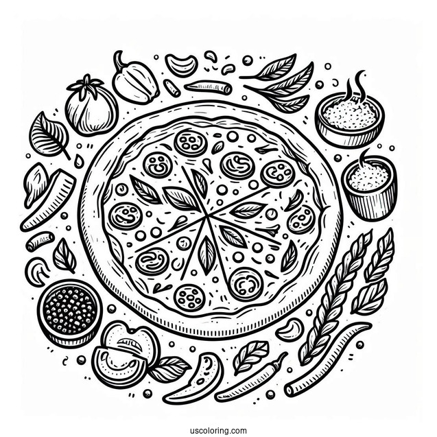 Simple Outline Of Pizza To Color For Kids