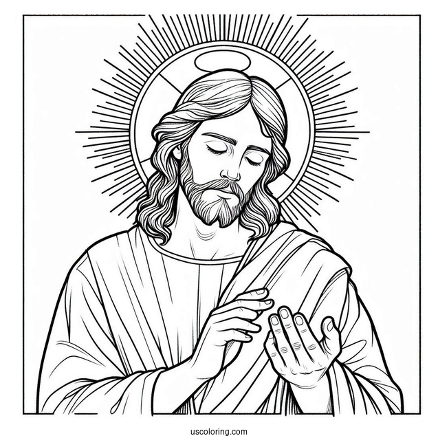 Simple Jesus Coloring Page With A Halo For Kids