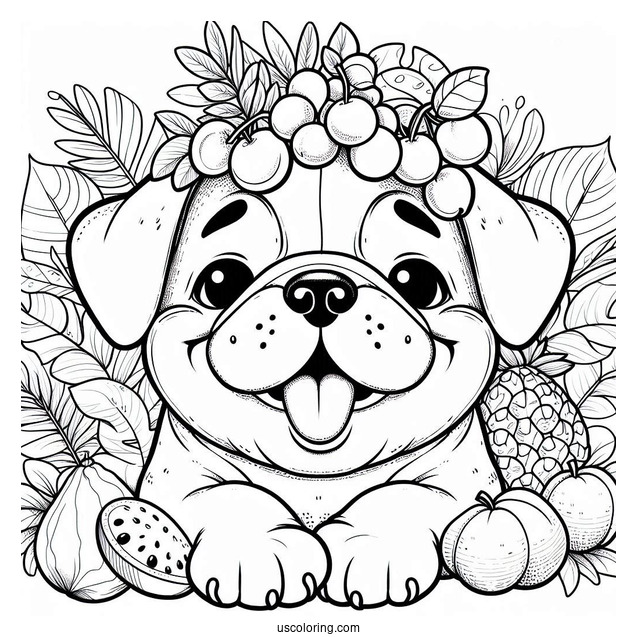 Rio Bulldog With Fruits On The Head