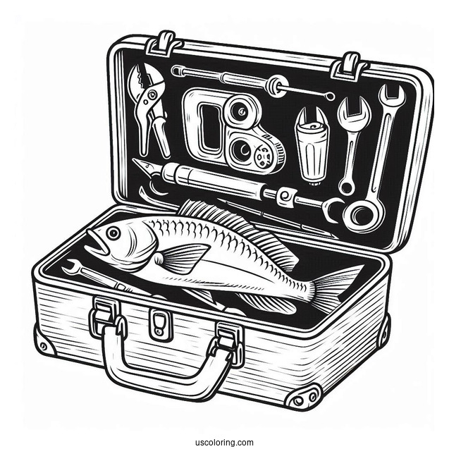 Fishing Coloring Page Of Tool Box