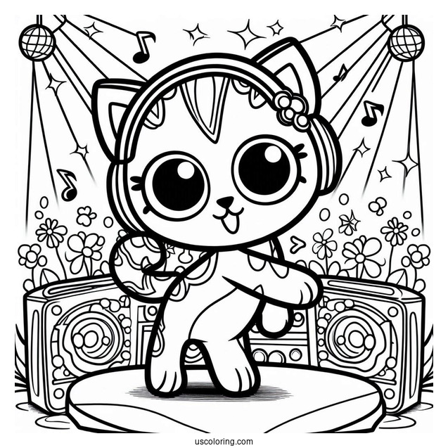 Pete The Cat At a Disco To Color