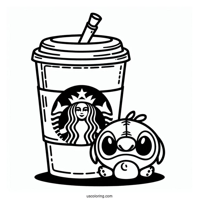 Starbucks Coloring Page Of Ohana Coffee Logo With Stitch