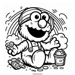 Simple Elmo Coloring In For Preschoolers