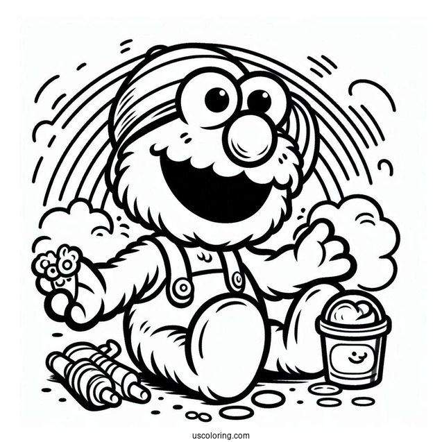 Simple Elmo Coloring In For Preschoolers
