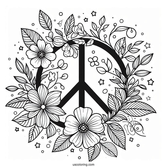 Floral Peace Coloring Page