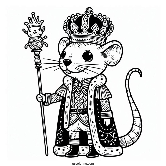 Nutcracker Coloring Page Of Rat King In Royal Robes With His Crown And Scepter