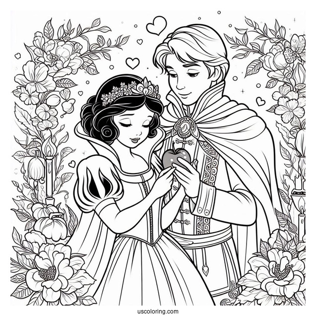 The Prince Holding Snow White To Color