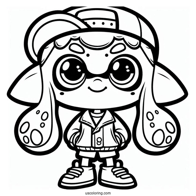 Splatoon Coloring Page Of Smiling Octoling Boy For Preschoolers
