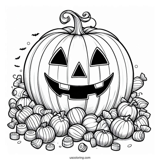 Pumpkin Coloring Page Of Jack O Lantern Full Of Candies