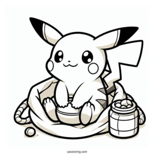 Chibi Pikachu In A Bag Coloring In