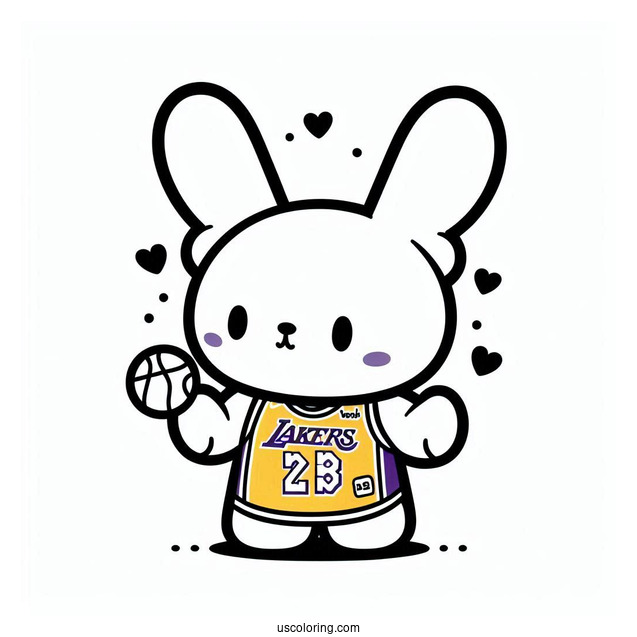 KAWS Coloring Page Companion In Lakers Jersey For Kids