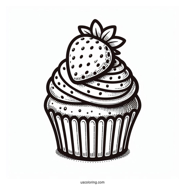 Strawberry Cupcake Coloring Sheet