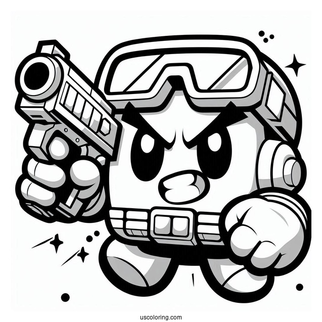Brawl Stars Coloring Page Of Angry 8 Bit Holding Up Gun