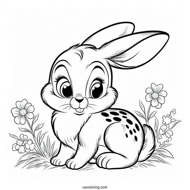 Thumper Rabbit From Bambi Coloring Page