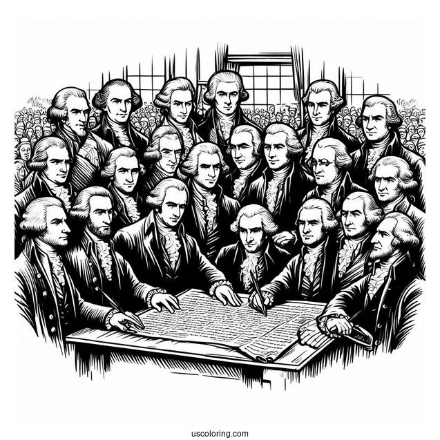 America s Founding Fathers Signing The Constitution Coloring Page For Kids