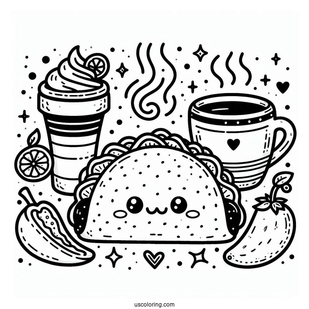 Cute Taco Coloring Page Tuesday For Preschoolers